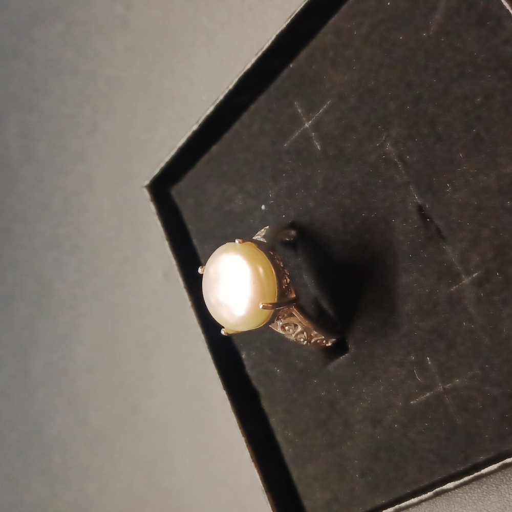 925 Sterling Silver Genuine Pearl Ring Size 8 CFJ signed